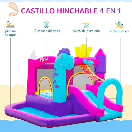 Castillo Hinchable Con Tobogán 300 Cm Outsunny - Imagen 4