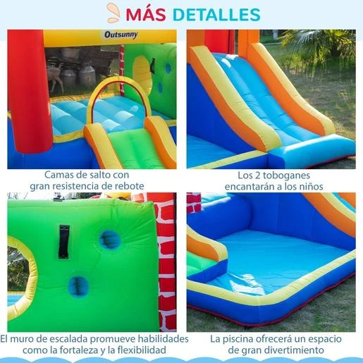 Castillo Hinchable Con 2 Toboganes Y 2 Camas De Salto 380 Cm Outsunny - Imagen 7