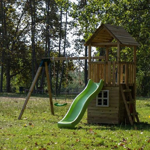 Parque Juegos Infantil De Madera Tibidabo Con Caseta Y Columpio Doble - Imagen 2