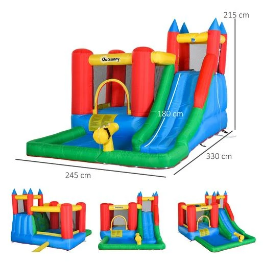 Castillo Hinchable Con Piscina, Tobogán, Muro De Escalada Y Cama De Salto 330 Cm Outsunny - Imagen 3