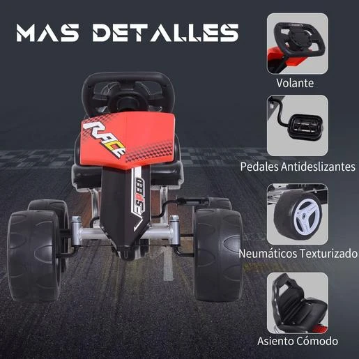 Homcom - Kart A Pedales Con Asiento Ajustable - Imagen 5