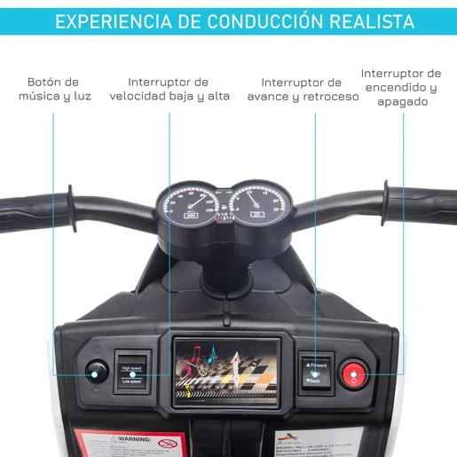 Homcom - Moto Eléctrica Infantil Vehículo De Batería - Imagen 5