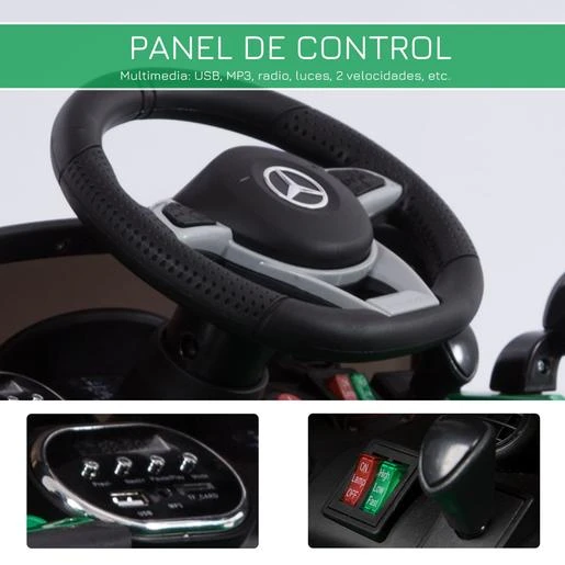 Homcom - Mercedes GTR Verde Batería Con Control Remoto - Imagen 5