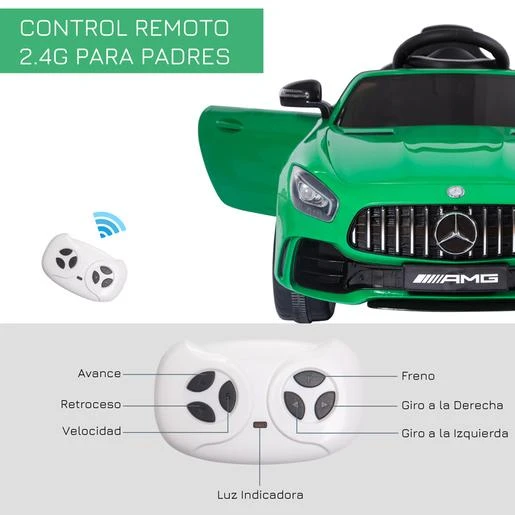 Homcom - Mercedes GTR Verde Batería Con Control Remoto - Imagen 6