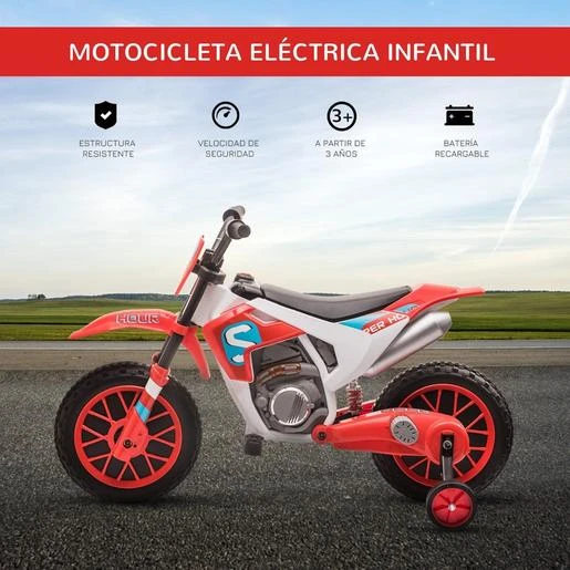 Homcom - Moto Eléctrica Rojo-blanco - Imagen 4