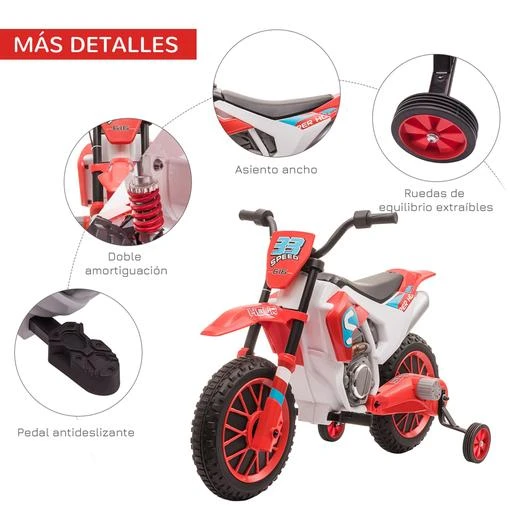 Homcom - Moto Eléctrica Rojo-blanco - Imagen 6