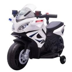 Homcom - Moto Eléctrica Batería Diseño Policía Con Ruedas De Equilibrio