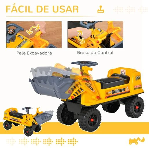 Homcom - Correpasillos Tractor Bulldozer Amarillo - Imagen 4