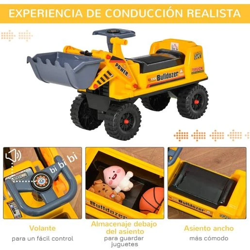 Homcom - Correpasillos Tractor Bulldozer Amarillo - Imagen 5