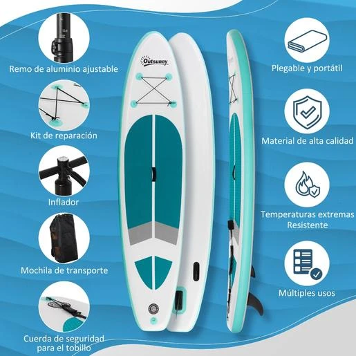 Tabla De Paddle Surf Hinchable Outsunny Blanca - Imagen 4