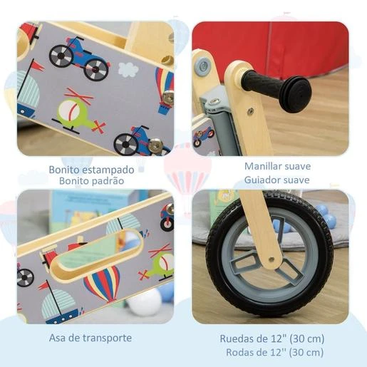 HOMCOM Aiyaplay - Bicicleta De Madera Sin Pedales - Imagen 6