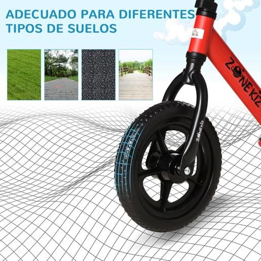 Homcom - Bicicleta De Equilibrio Regulable Sin Pedales Roja - Imagen 7