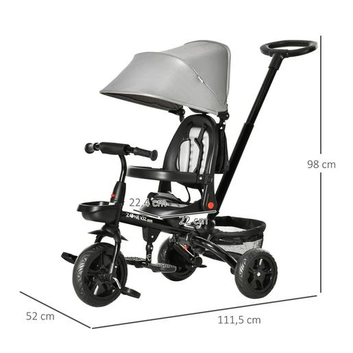 Homcom - Triciclo Plegable Evolutivo Con Capota Gris - Imagen 3