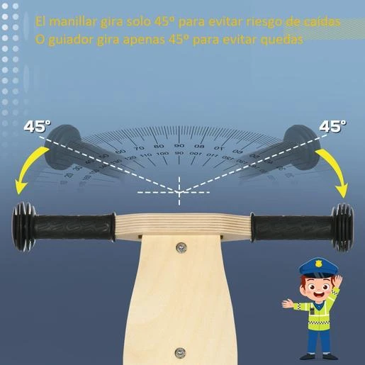 HOMCOM Aiyaplay - Moto Policía De Madera Sin Pedales - Imagen 5