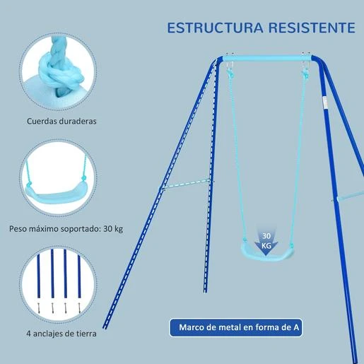 Outsunny - Columpio Metal Azul 170 Cm - Imagen 4