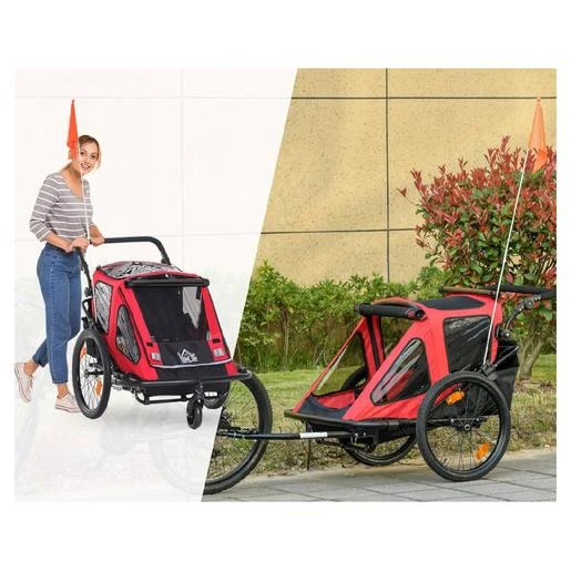 Homcom - Remolque De Bicicleta Infantil 2 En 1 - Imagen 4