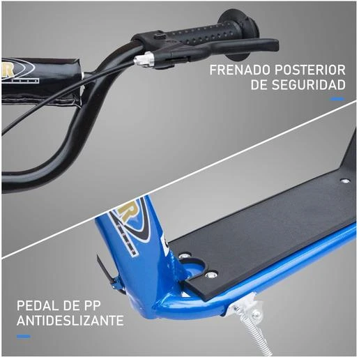 Homcom - Patinete Scooter Ajustable 2 Ruedas Azul - Imagen 6