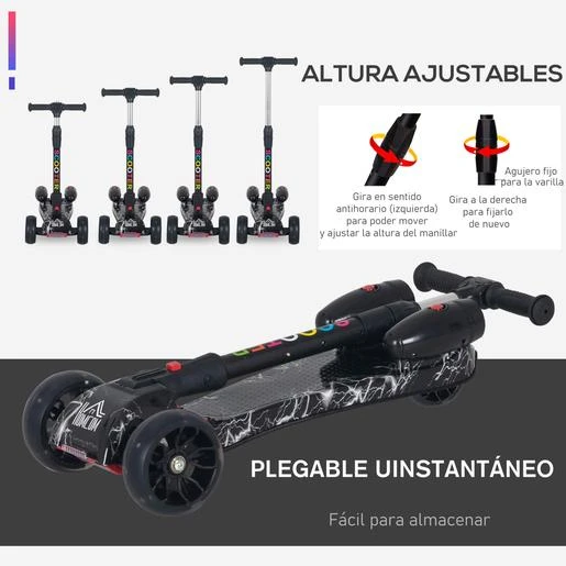 Homcom - Patinete Scooter Con Efectos De Luz Y Sonido - Imagen 4