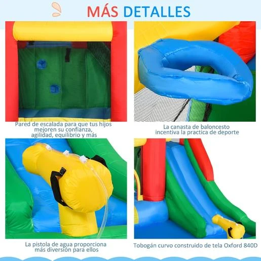 Castillo Hinchable Con Piscina, Tobogán, Muro De Escalada Y Cama De Salto 330 Cm Outsunny - Imagen 7